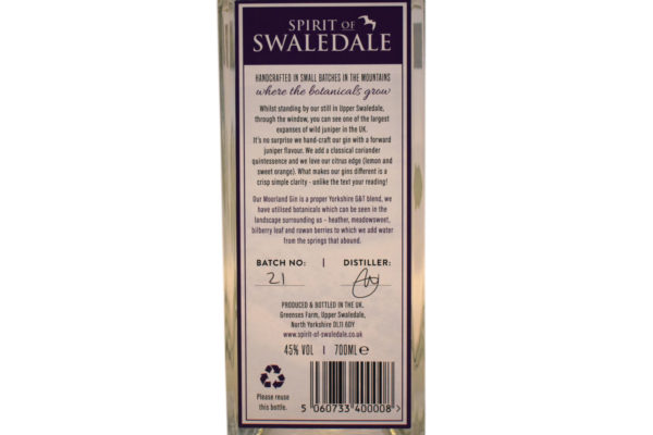 Spirit Of Swaledale Moorland Gin