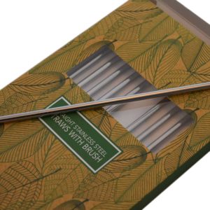 Straight Stainless Steel Straws with Brush