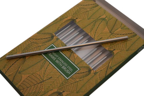 Straight Stainless Steel Straws with Brush